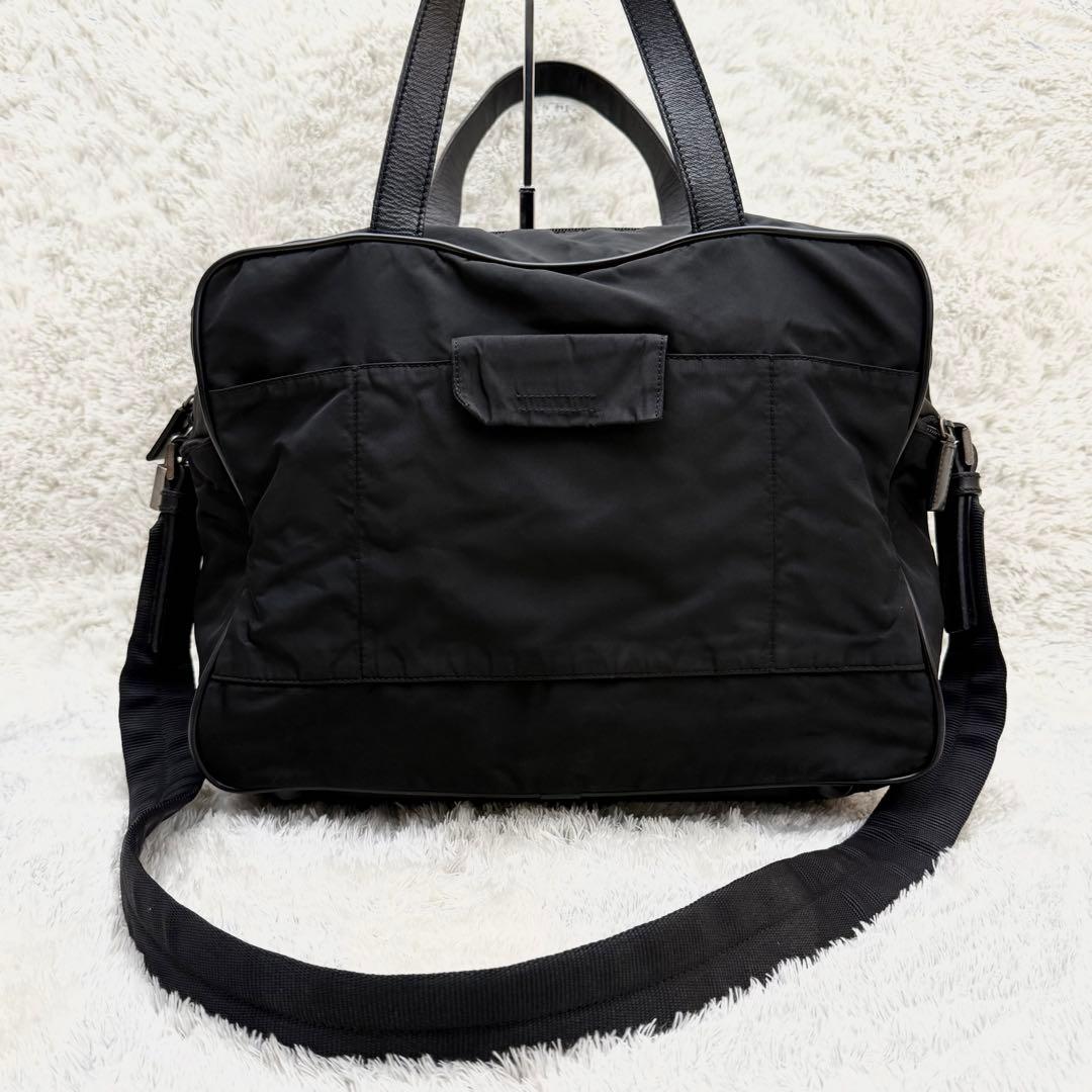 PRADAプラダ2wayバッグ ビジネスバッグ 三角ロゴボストン テスート 黒