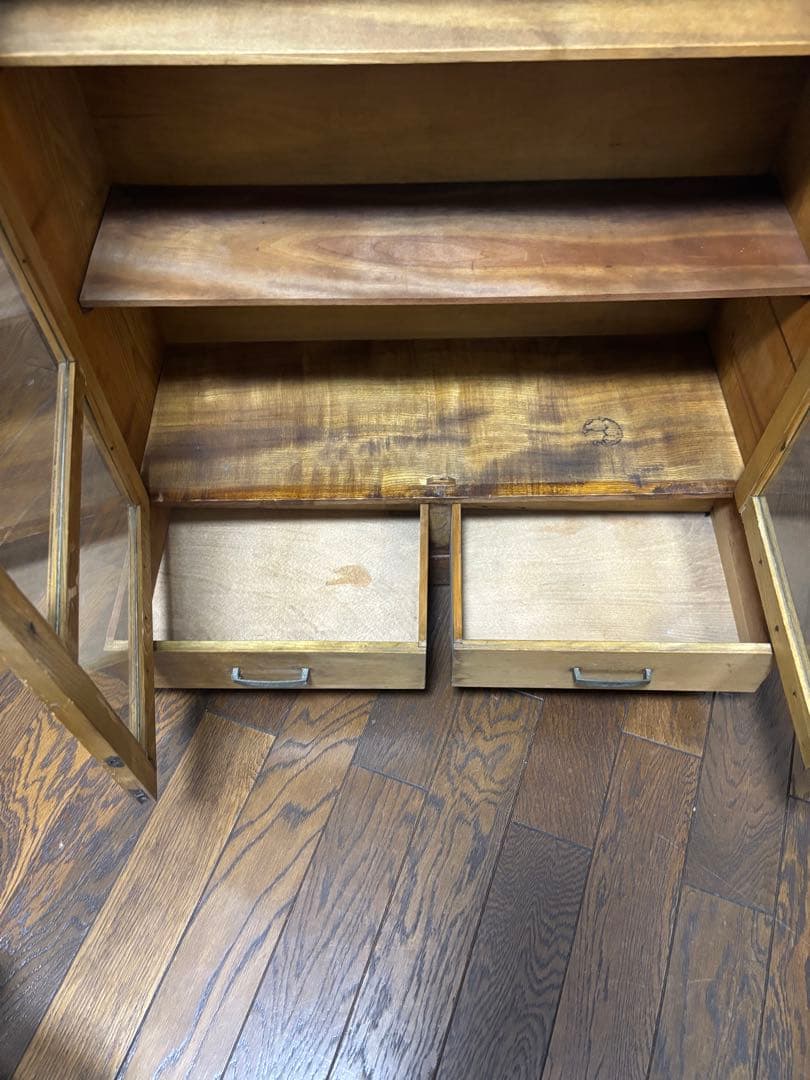 木製キャビネット ガラス扉付き　アンティーク　ヴィンテージ レトロ