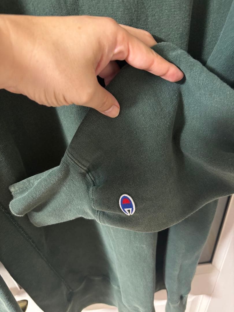 【良品】チャンピオン 90s 刺繍タグ 目無し リバースウィーブ USA製 緑