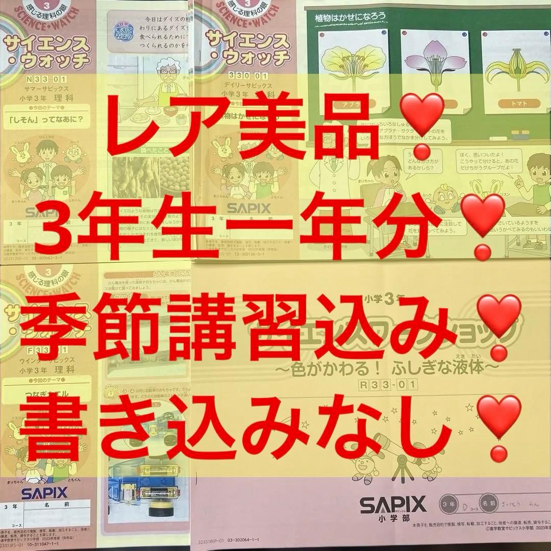 ㉓AＢ　希少美品❣️ サピックス　SAPIX 3年　理科　1年分　フルセット