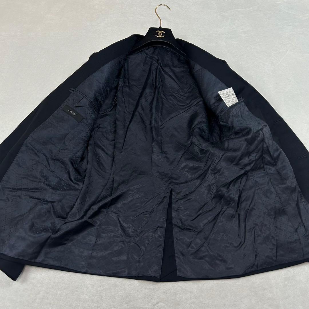 J603 L グッチ イタリア製 モヘア混 スーツ上下 ネイビー メンズ