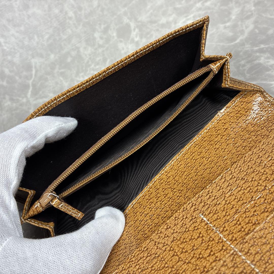 【美品】GUCCI グッチ 長財布 GGキャンバス×レザー ベージュ×ブラウン