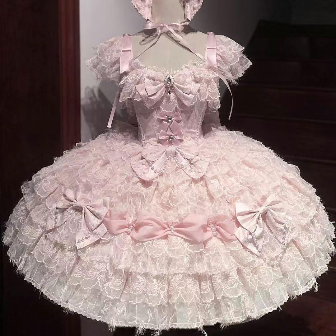 【ましろ】白茶少女♡雲端雪羽　ゴスロリ・ロリータドレス　Lサイズ　ピンク