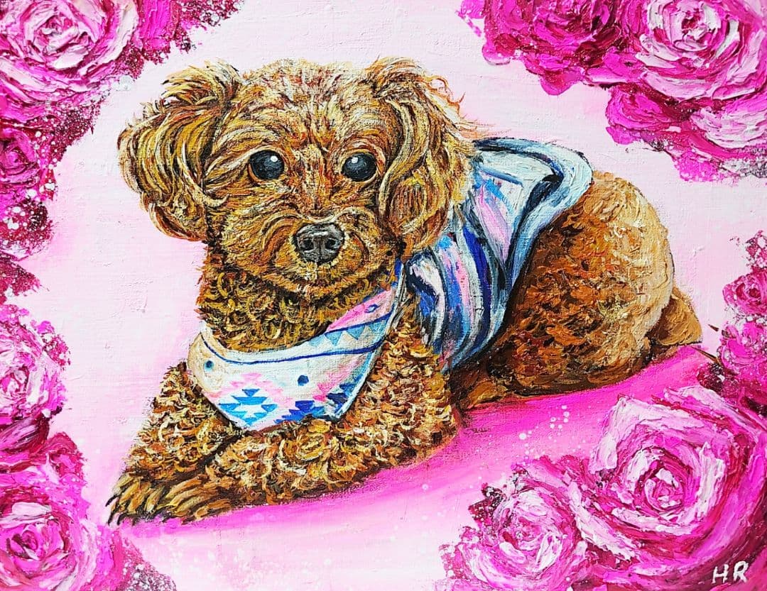 油絵 絵画【トイプードル】