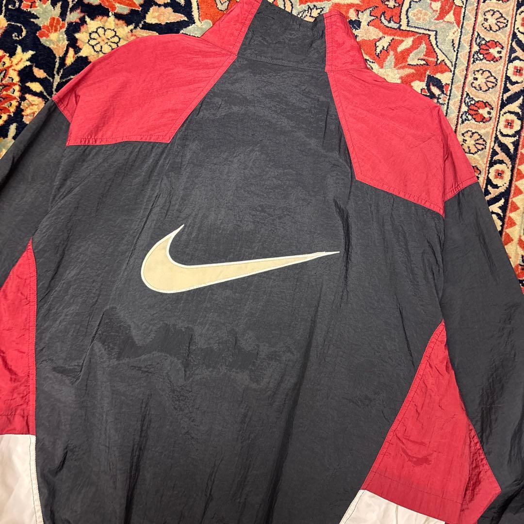 希少・90s 白タグNIKE ナイロンジャケット XL 背面ビッグスウォッシュ