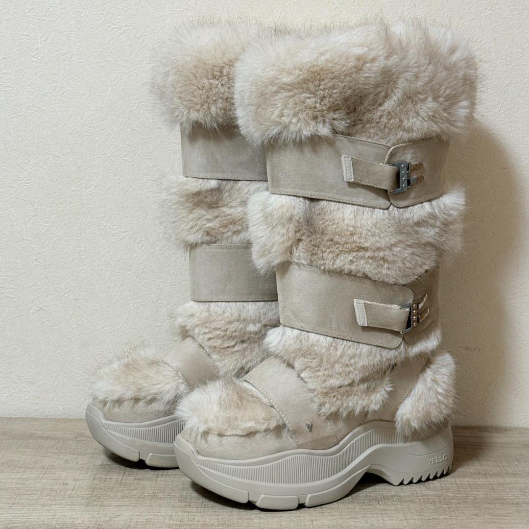 完売品 YELLO MOJU LONG BOOTS ベージュ Lサイズ