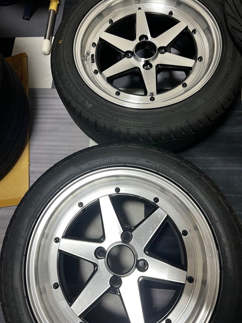 15インチ　7j pcb100 4穴　旧車ロンシャン風ホイール