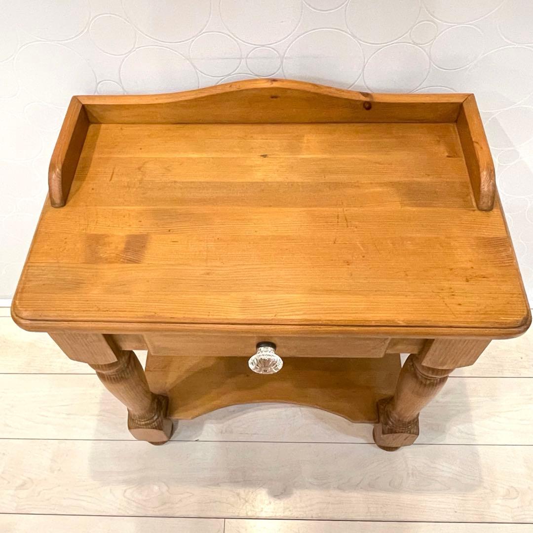 天然木 サイドテーブル　飾り棚 パイン材 カントリー コンソール キャビネット