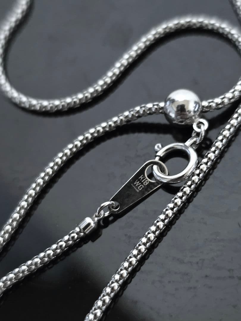 本物ホワイトゴールドK18WGチェーンネックレス