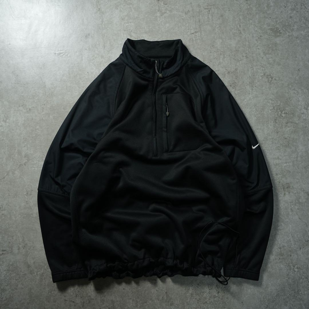 00s archive NIKE ハーフジップトップ 異素材 刺繍ロゴ y2k
