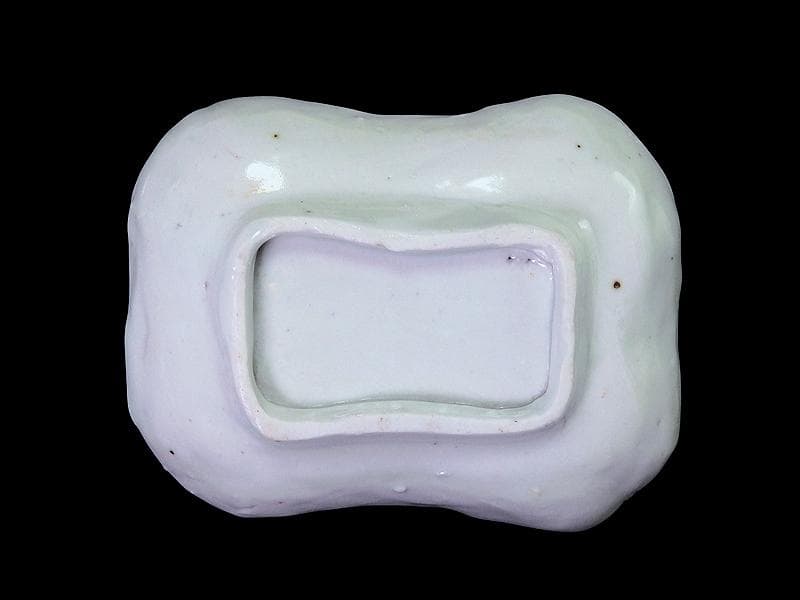 古伊万里　染付　型刷印判　幾何学文様の図　変形皿　江戸期　E649AS-CTm