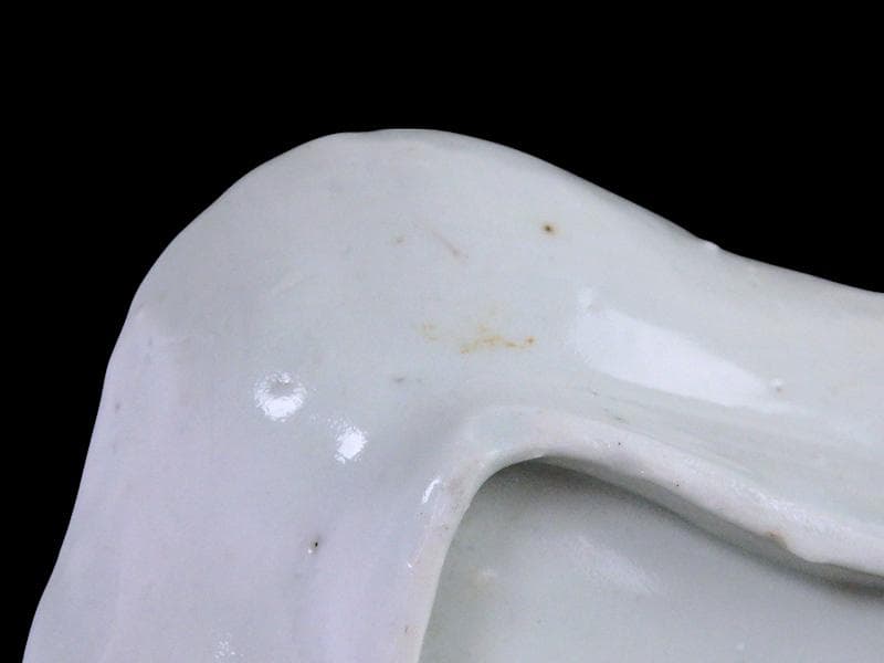 古伊万里　染付　型刷印判　幾何学文様の図　変形皿　江戸期　E649AS-CTm