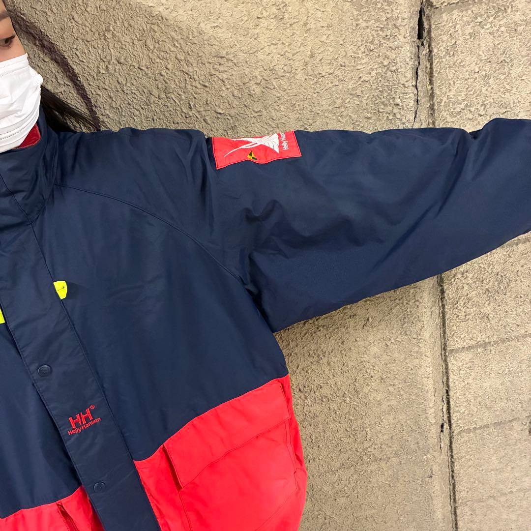 希少⭐︎ヘリーハンセン セーリングジャケット センターロゴ刺繍 フード付き XL