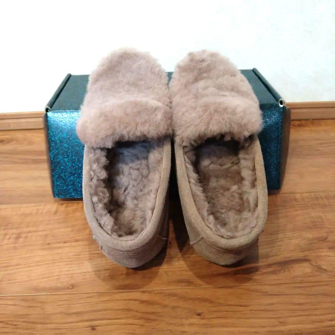 エミュ　ブラウンモカシン スエードとファー素材