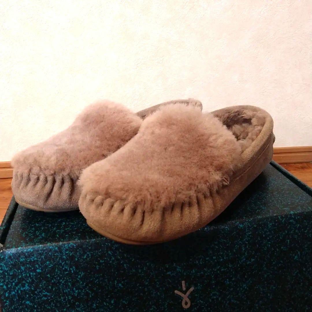 エミュ　ブラウンモカシン スエードとファー素材