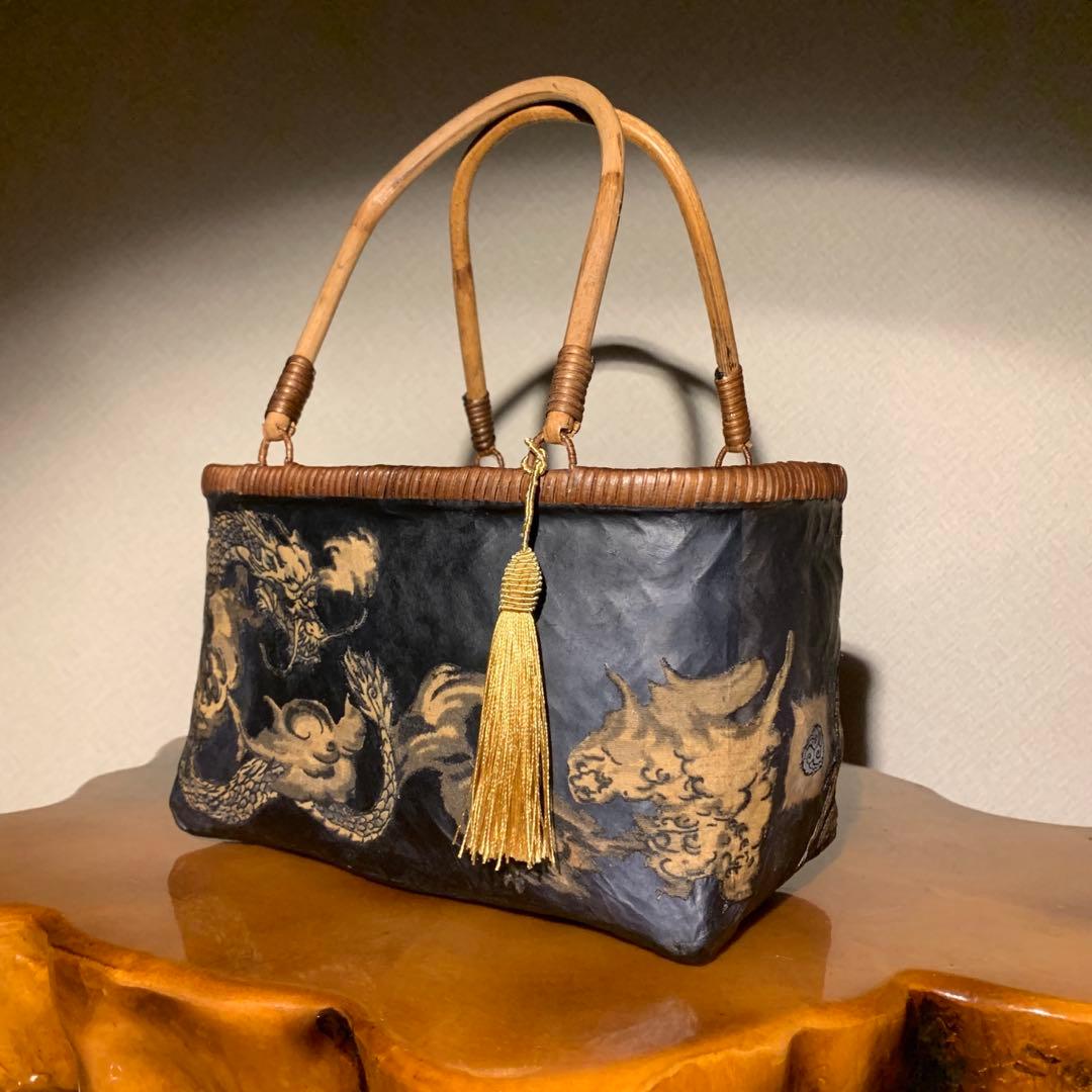 た*ん様 ＊一閑張りバッグ（龍神）柿渋染