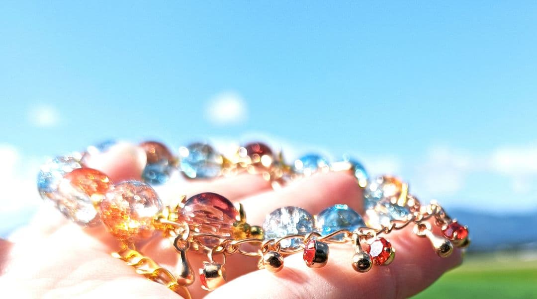 ぽっかぽか❀ロングストロベリークォーツブレスレット❀