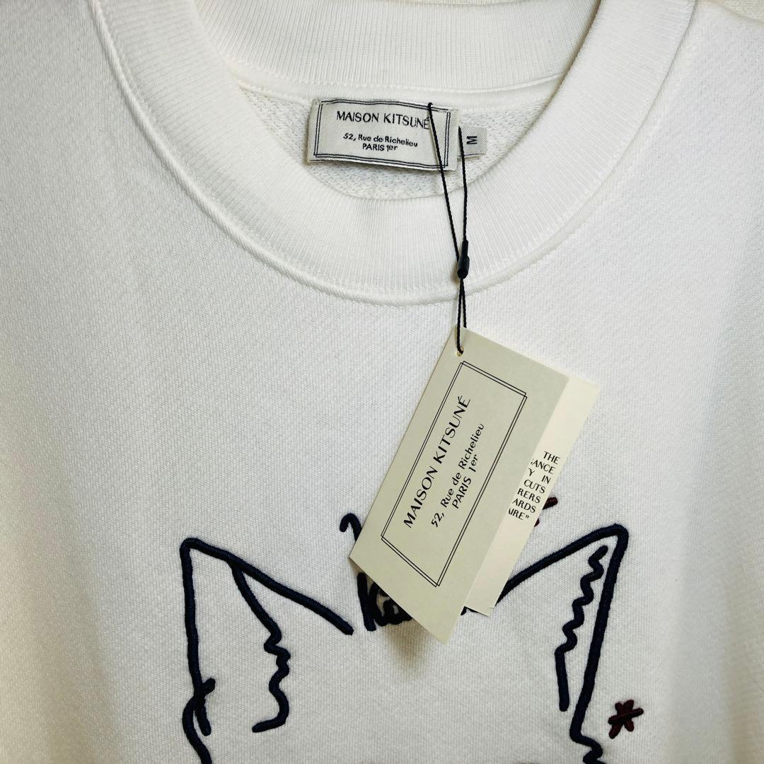 【激レア】メゾンキツネ スウェット サイズM　ビックロゴ 白 タグ付き