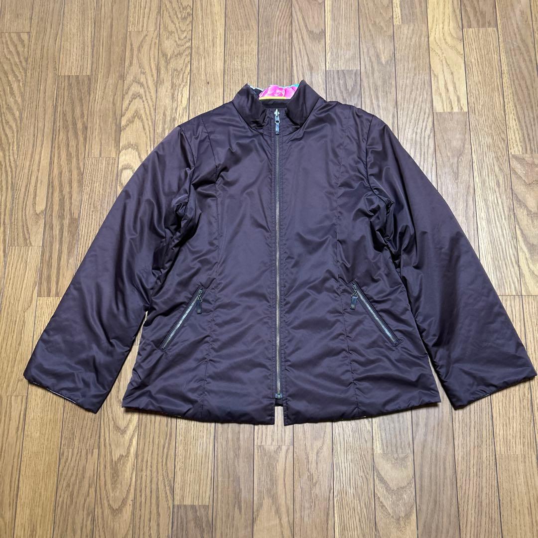 【美品】レオナール リバーシブル 中綿ジャケット ブルゾン花柄/ブラウン 42