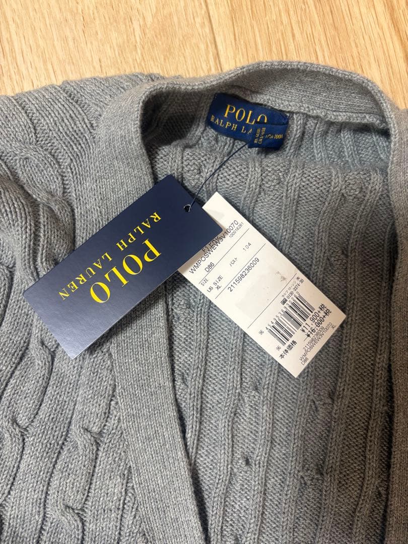 新品タグ付き POLO RALPH LAUREN カーディガン グレー XL