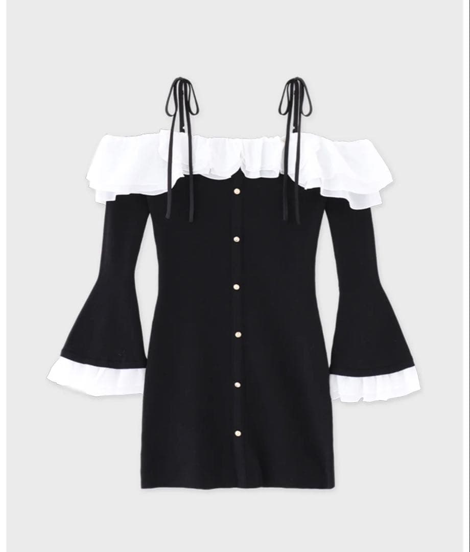 エムミーエメ Noir frill ribbon ｍini onepiece