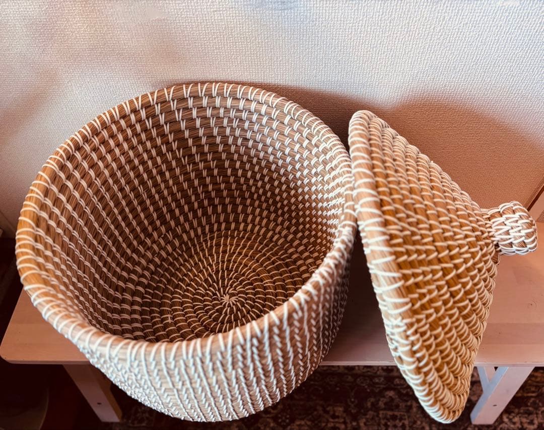 ☘️送料込⭐️新品同様⭐️ZARA ザラ⭐️大型フタ付きラウンドバスケット⭐️北欧