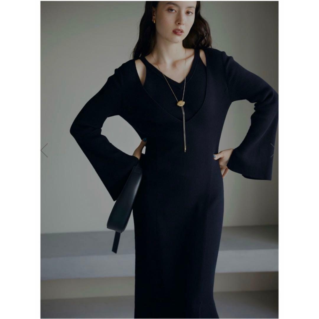 AMERI　CAN SLEEVE LAYERED KNIT DRESS