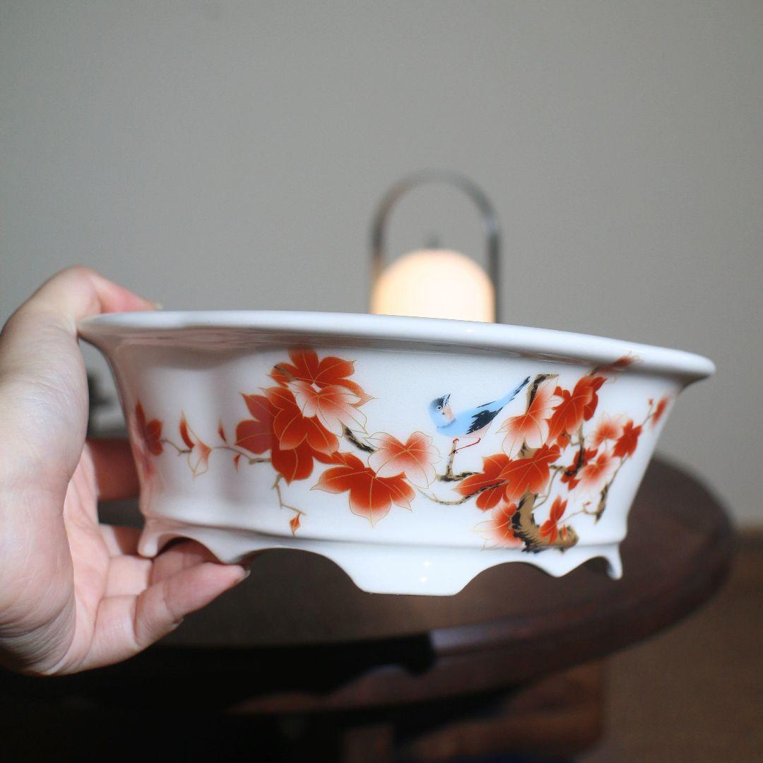 紅花海棠形陶器鉢 盆栽鉢 山野草鉢 多肉植物 植木鉢 小品大品盆栽鉢 置物