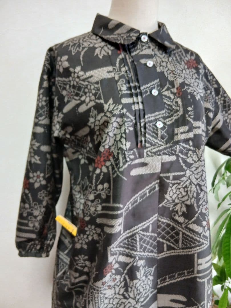 着物リメイク★本場大島紬★ワンピース&ポシェット