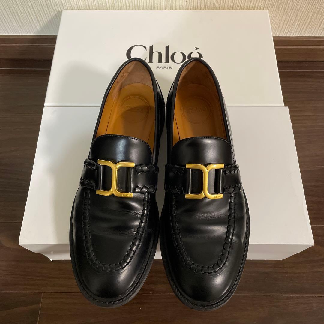 Chloé MARCIE ブラックレザー ローファー 38