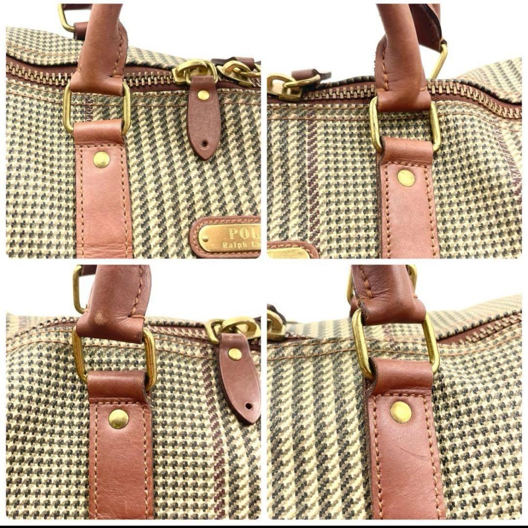 付属品完備 美品 ポロラルフローレン ボストンバッグ 2way 千鳥格子 総柄