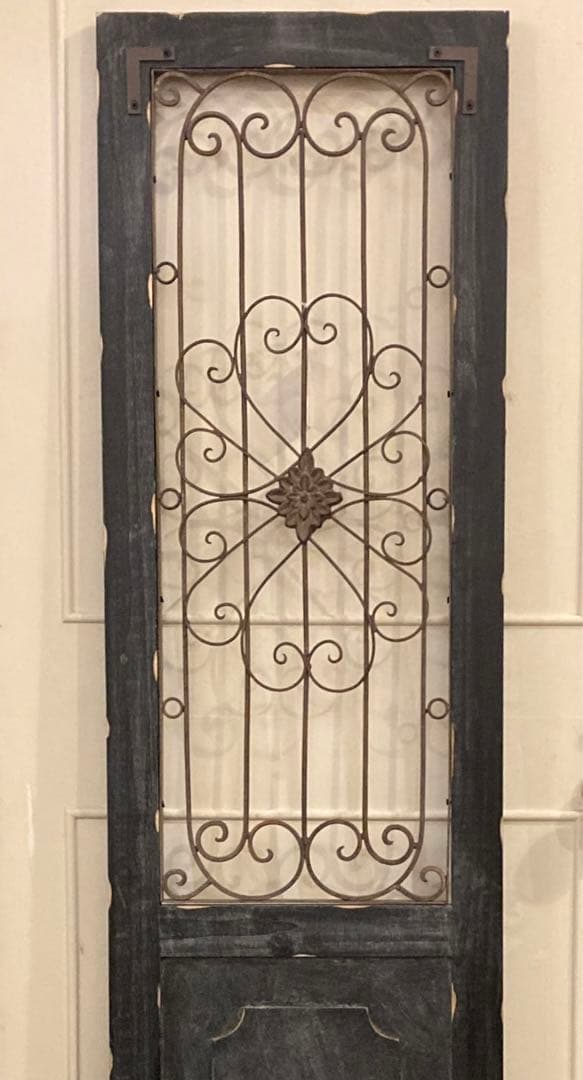 アイアンウッドアンティークフィニッシュ ウォールデコ壁掛可 ウッドドアブラック