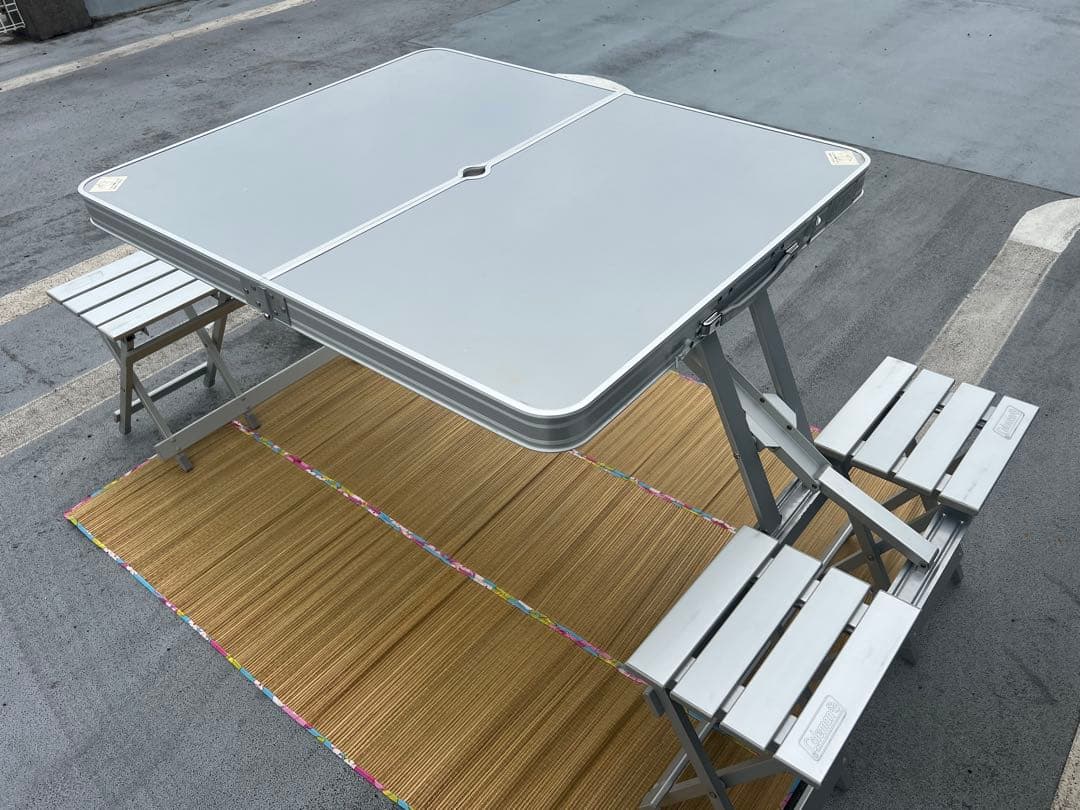 【廃盤品】美品！コールマンアルミ折りたたみテーブル・チェアセットColeman