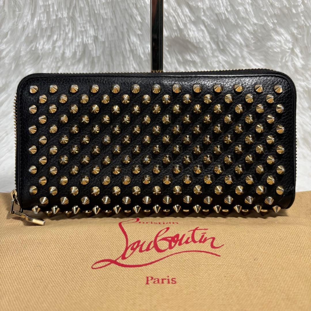 ✨美品✨ ルブタン パネトーネ スタッズ 長財布 レザー ラウンドジップ 革 黒