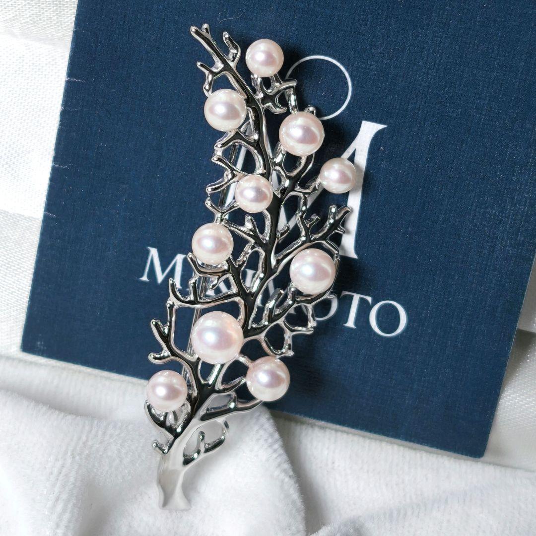 【極美品 最高級】ミキモト ブローチ パール リーフ フォーマル 皇室御用達