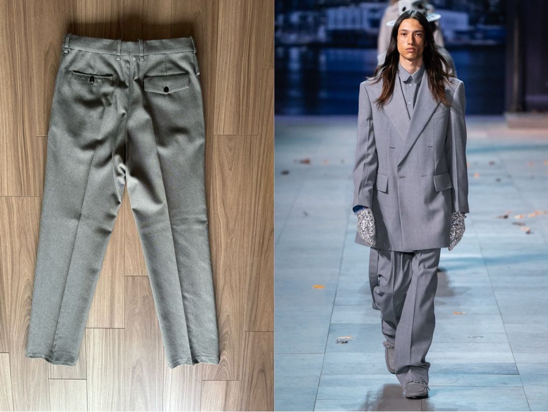 新品同様 ルイ ヴィトン 19AW タック ウール スラックス パンツ