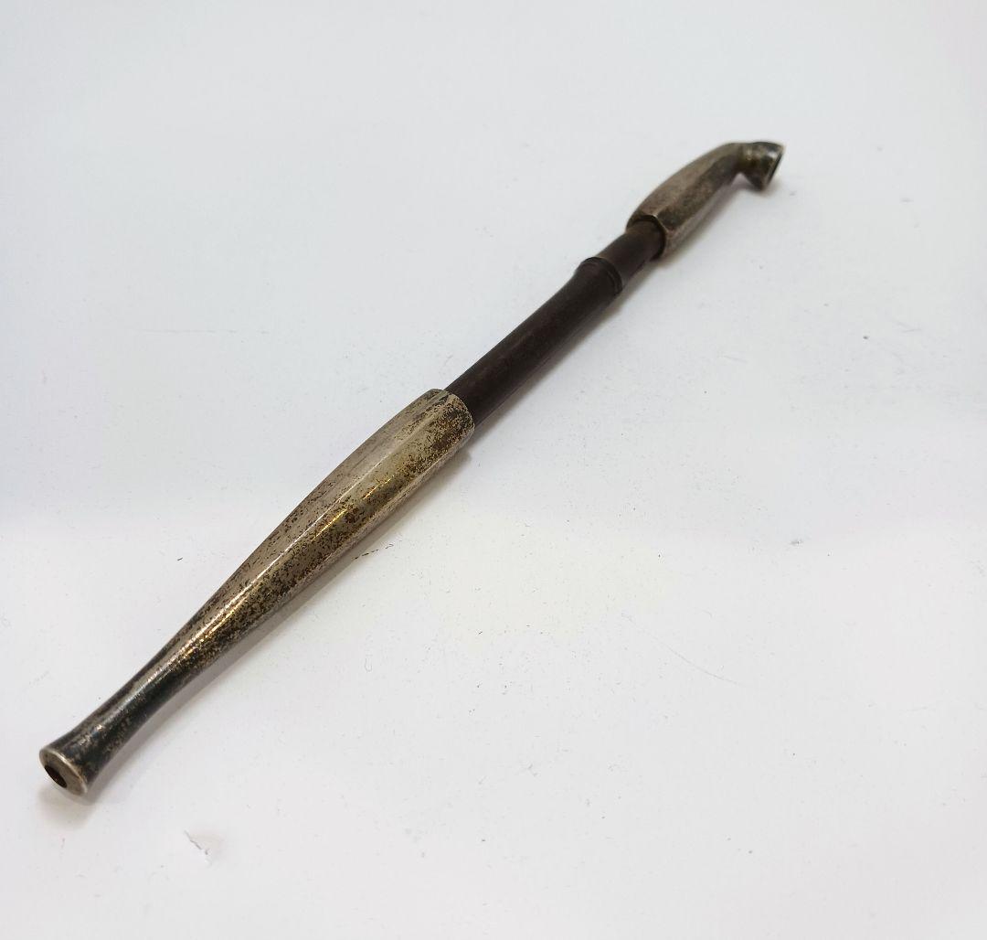 専用 Y2978-6 時代物 象嵌銀金具 煙管筒 煙草入 キセル筒