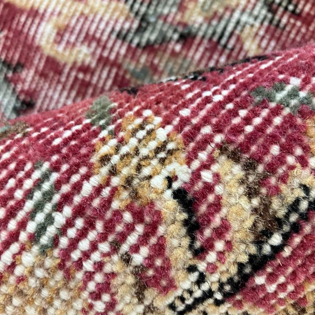 貴重110×124シャビーレッドピンク　ベージュ　正方形　トルコヴィンテージラグ