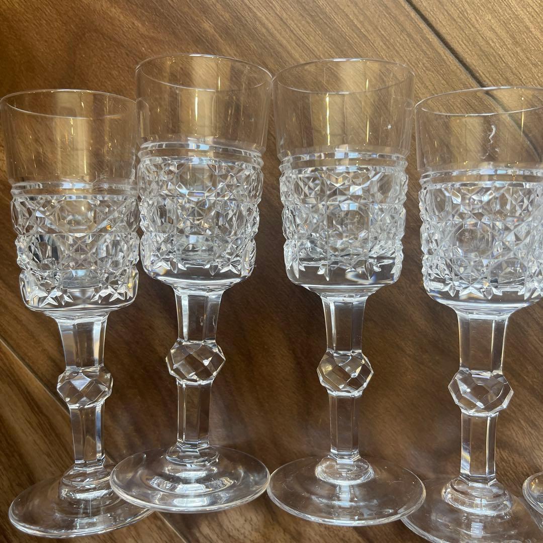 クリスタルガラス　アンティーク　デキャンタ　グラス5客セット