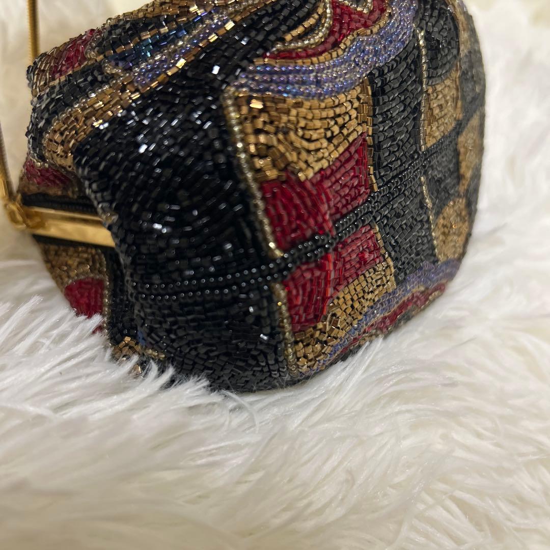 【極美品】ビーズ　ハンドバッグ　LUMY はしもと　パーティー　モルティ