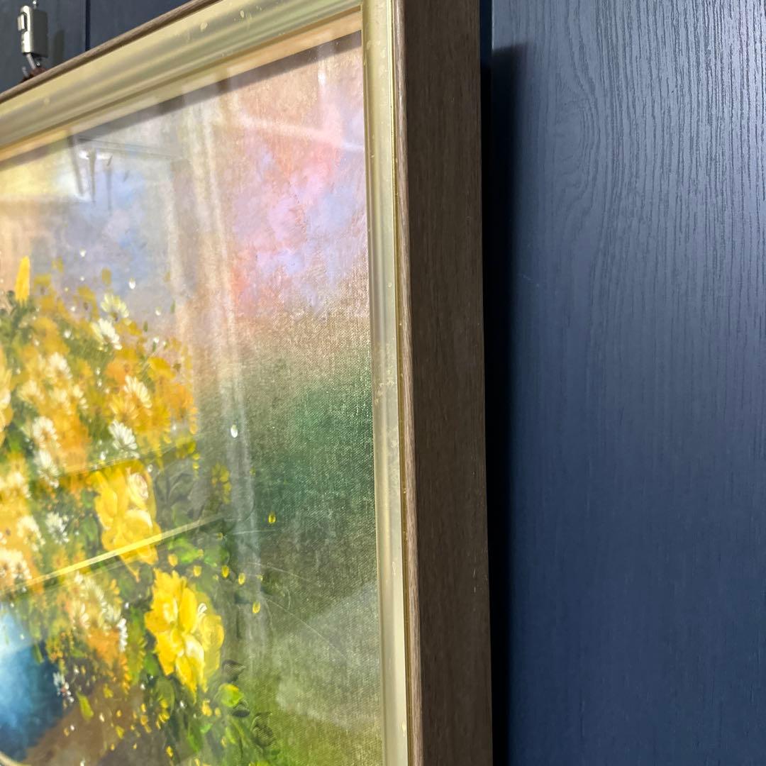 花の絵画　Ｍ30大型サイズ　肉筆　油彩　キャンバス画　インテリア　静物画