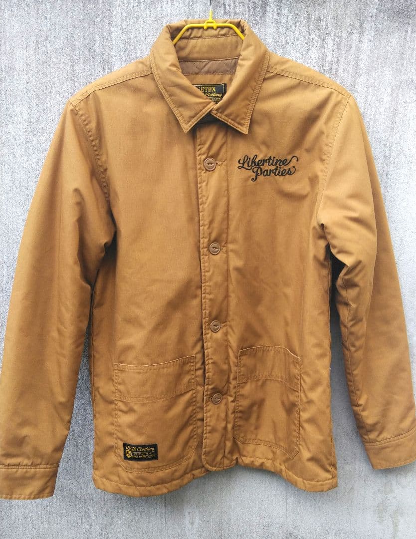 【美品】 ワークジャケット　カバーオール　 ブラウン　刺繍ステッチ　古着アメカジ