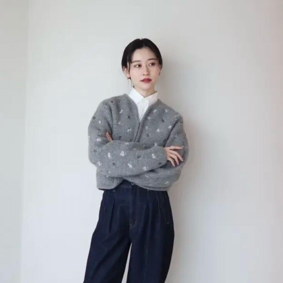 ジャケット・アウター FLOWER EMBROIDERY KNIT JACKET / CREDONA