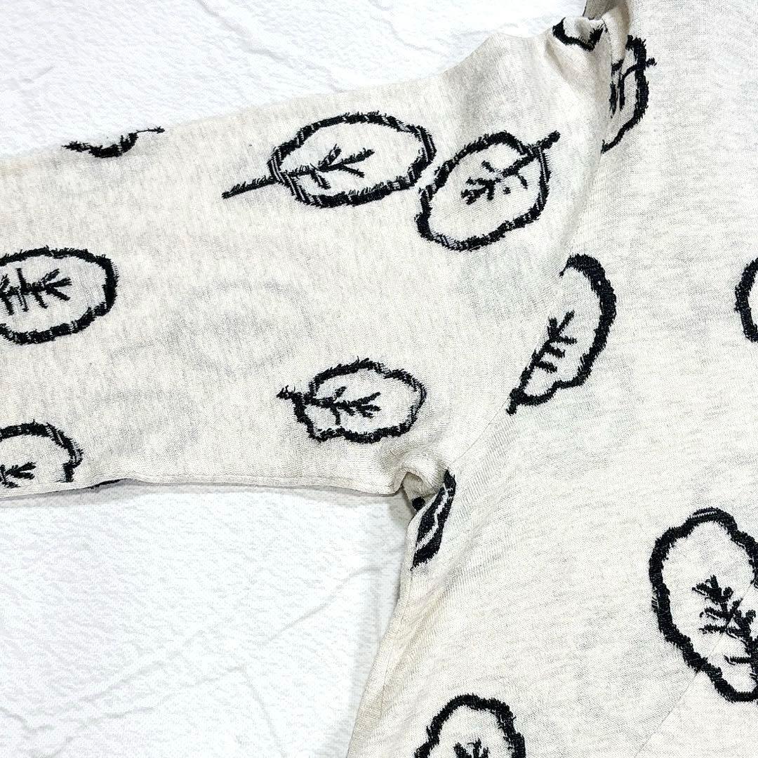 慈雨　センソユニコ　チュニック　カットソー　ハイネック　変形　総柄　木の葉柄