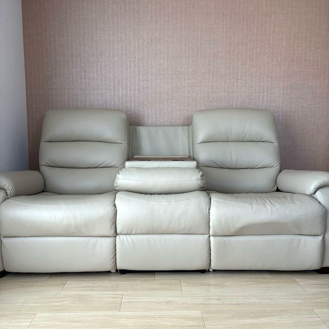 3人掛け電動テーブル付きリクライニングソファ （Nビリーバ2 革BE）