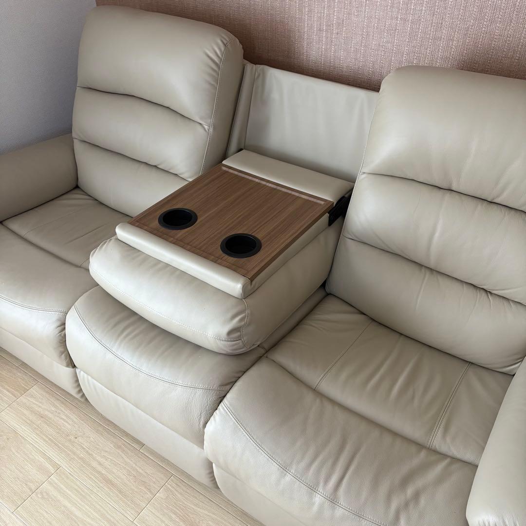 3人掛け電動テーブル付きリクライニングソファ （Nビリーバ2 革BE）