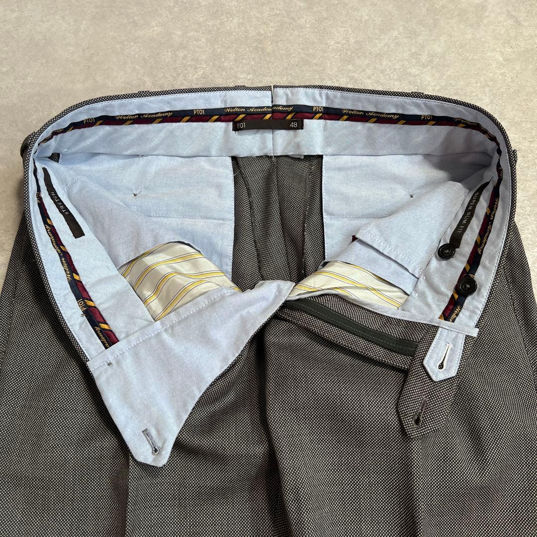 PT01 バーズアイウールスラックス ストレッチ スーパースリムフィット 48