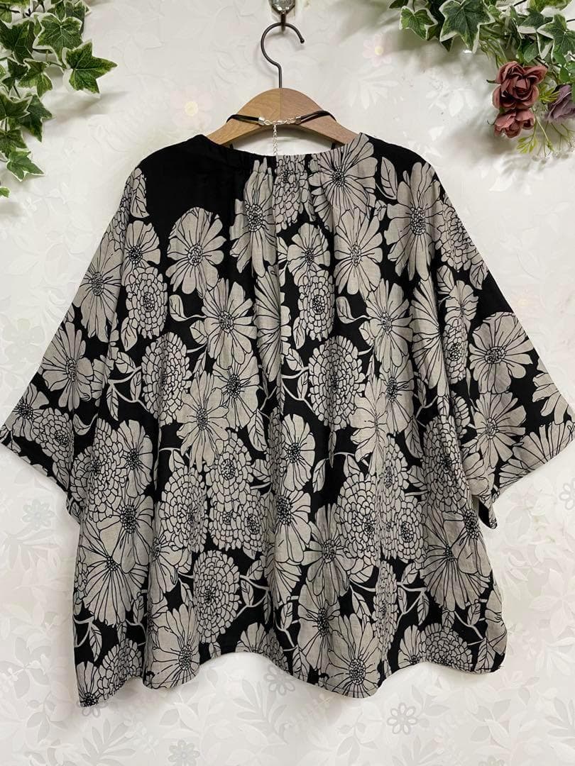 花938新品koibitomisaki 綿麻 刺繍付きAラインTU/951