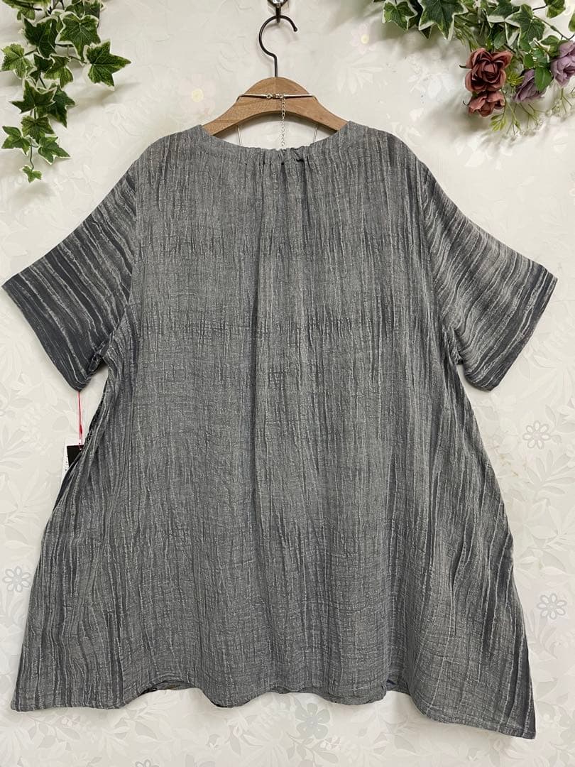 花938新品koibitomisaki 綿麻 刺繍付きAラインTU/951