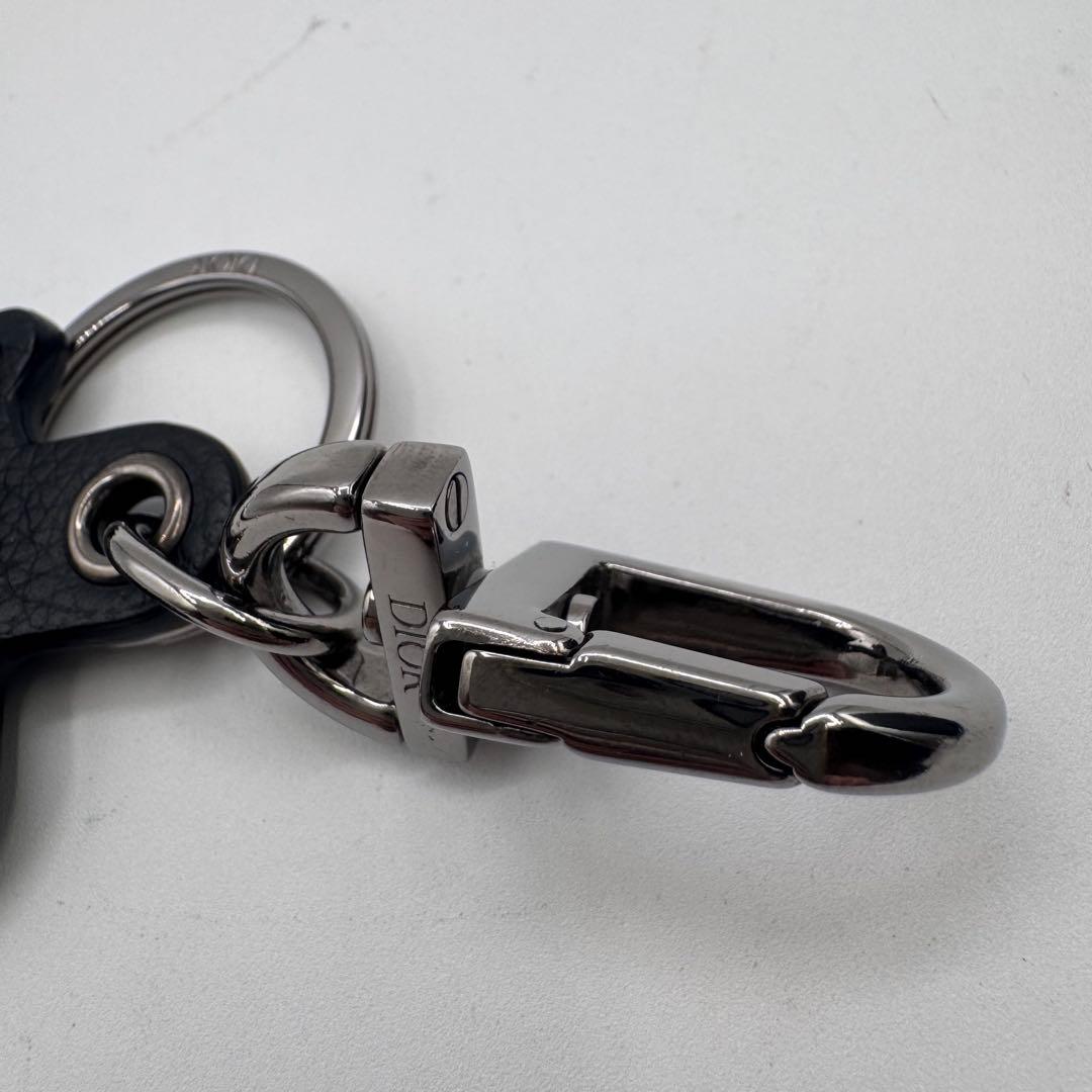 希少 Dior ディオール ロゴ キーリング チャーム 黒 シルバー